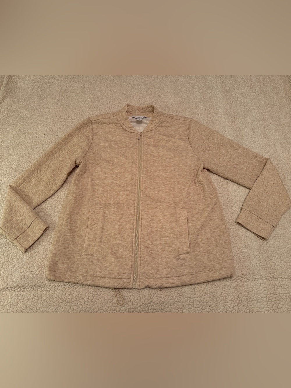Liz Claiborne Quilted Zip-Front Jacket in Beige